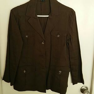 Theory Brown Linen Jacket Sz 12